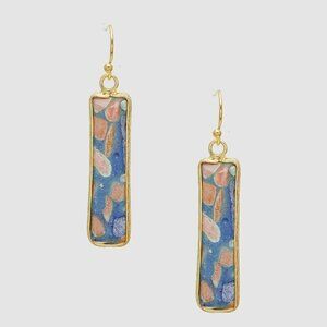 Drop Earrings NWT Terrazzo Blue Stone